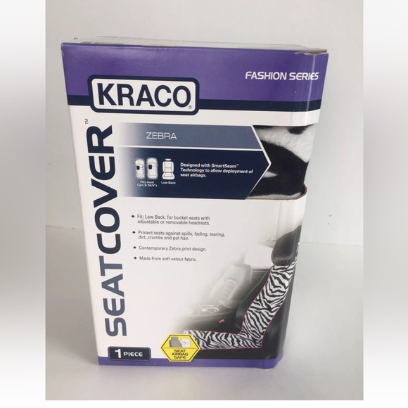 New Kraco  Seat Cover Zebra Soft Velour Fabric 1 Pack - Picture 2 of 9